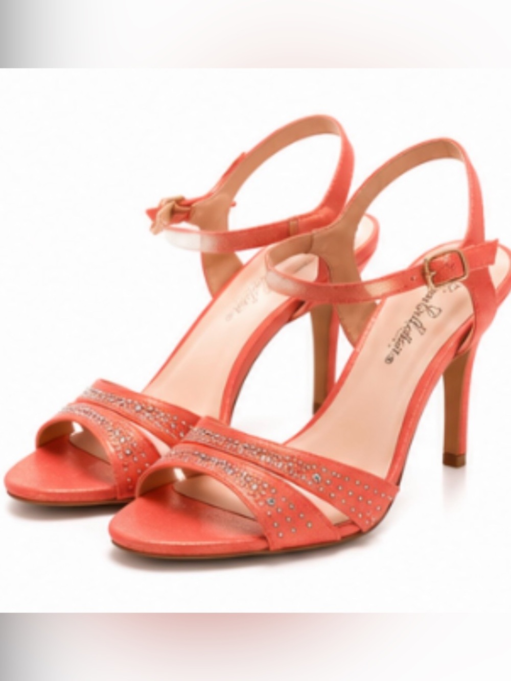 Pink Rhinestone Kitten Heels by De Blossom Collection, Pink Kitten High Heels